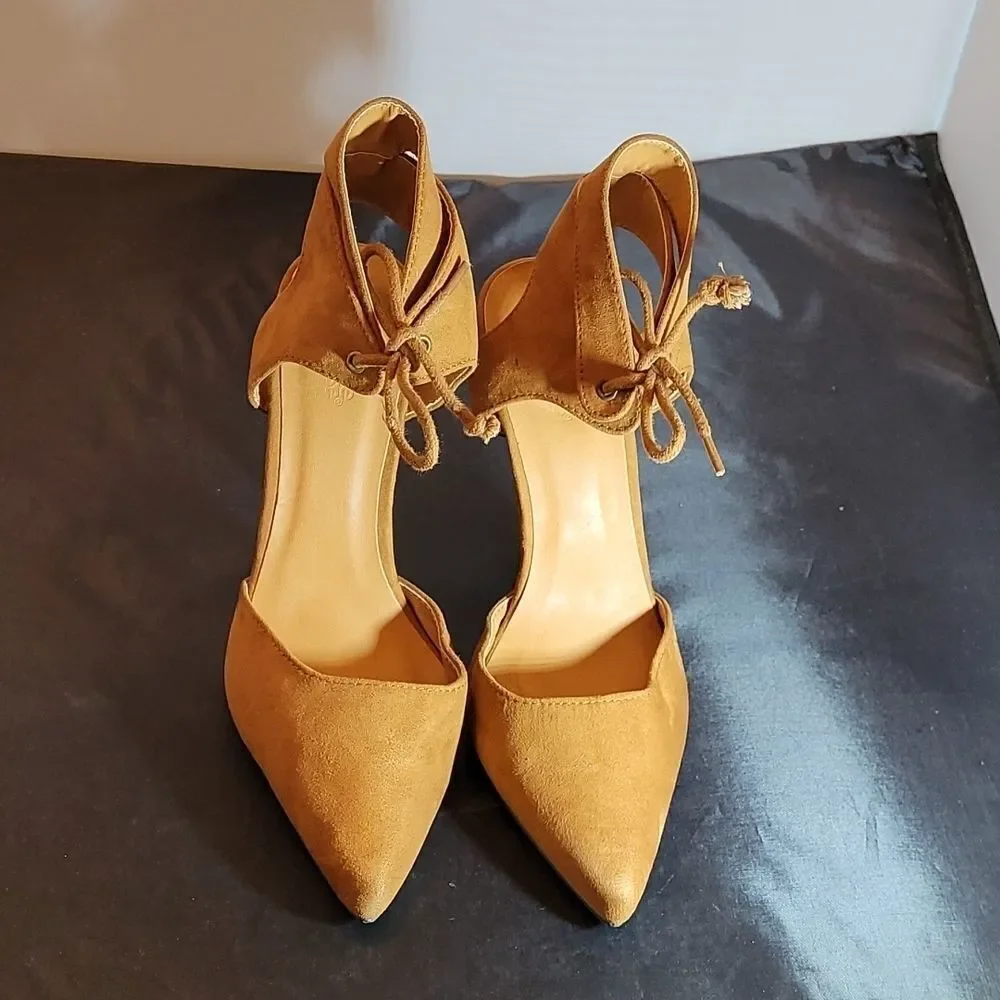CHARLOTTE RUSSE WOMEN'S COLLECTION FAUX SUEDE D'ORSAY ANKLE STRAP TIE STILETTOS